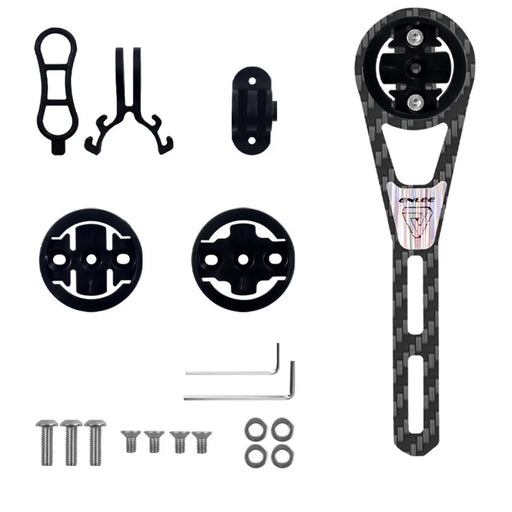 ENLEE Road Bike Carbon Fiber Computer Mount Holder to Connect Lights Action Camera - Long Size - 1