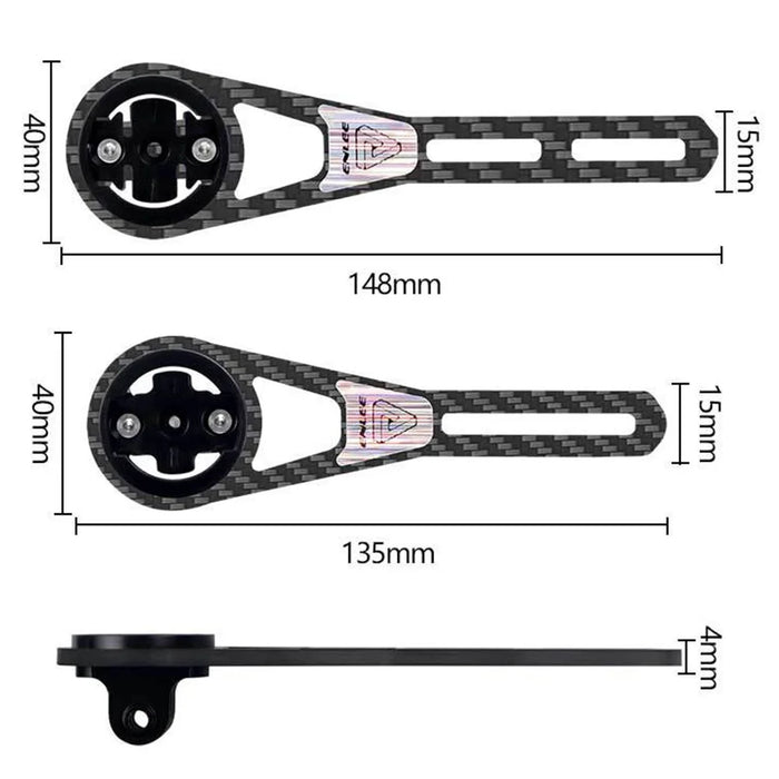 ENLEE Road Bike Carbon Fiber Computer Mount Holder to Connect Lights Action Camera - Long Size - 6