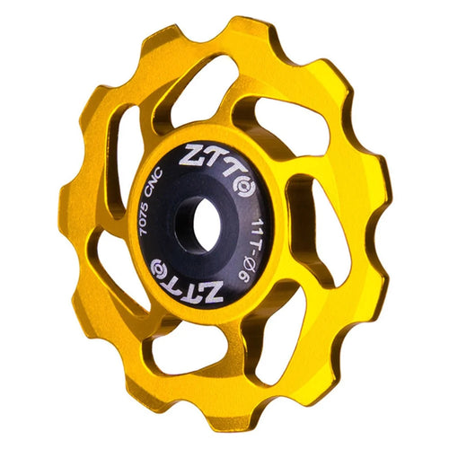 ZTTO 11T Bicycle Ceramic Bearing Jockey Wheel Aluminium Alloy Rear Derailleur Guide Roller - Gold - 1