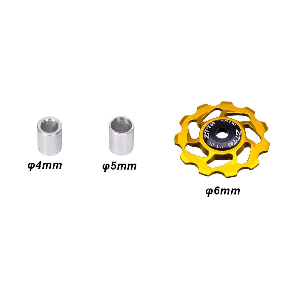 ZTTO 11T Bicycle Ceramic Bearing Jockey Wheel Aluminium Alloy Rear Derailleur Guide Roller - Gold - 2