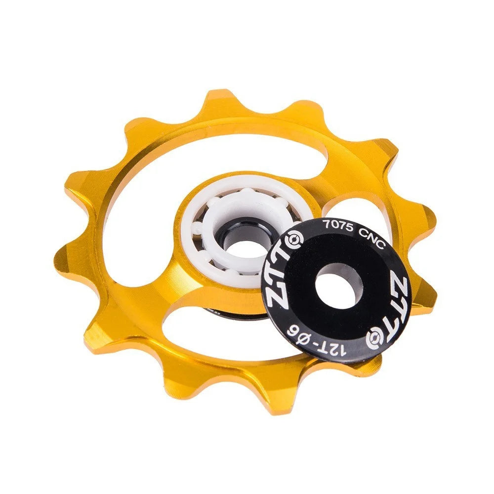 ZTTO ZT-12T Mountain Bike 12T Ceramic Bearing Derailleur Pulley Aluminum Alloy Guide Wheel - Gold - 2