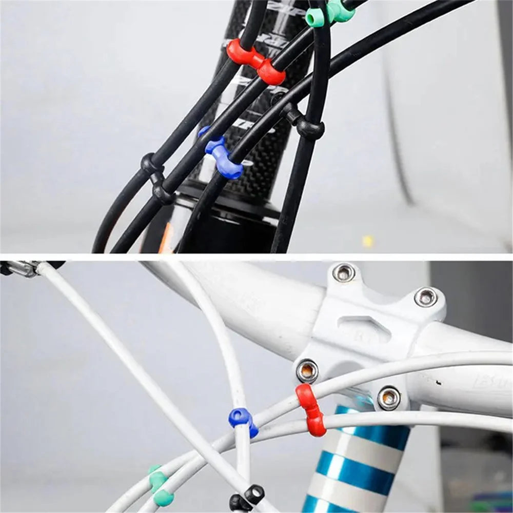 ZTTO 10Pcs Bicycle Cross Line Clips Mountain Road Bicycle Brake Gear Cable S Style Clips - Black - 2