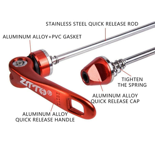ZTTO QR1 1 Pair Bike Axle Quick Release Skewer MTB Bicycle Front Rear Axle Wheel Hub Quick Release Rod - Red - 2