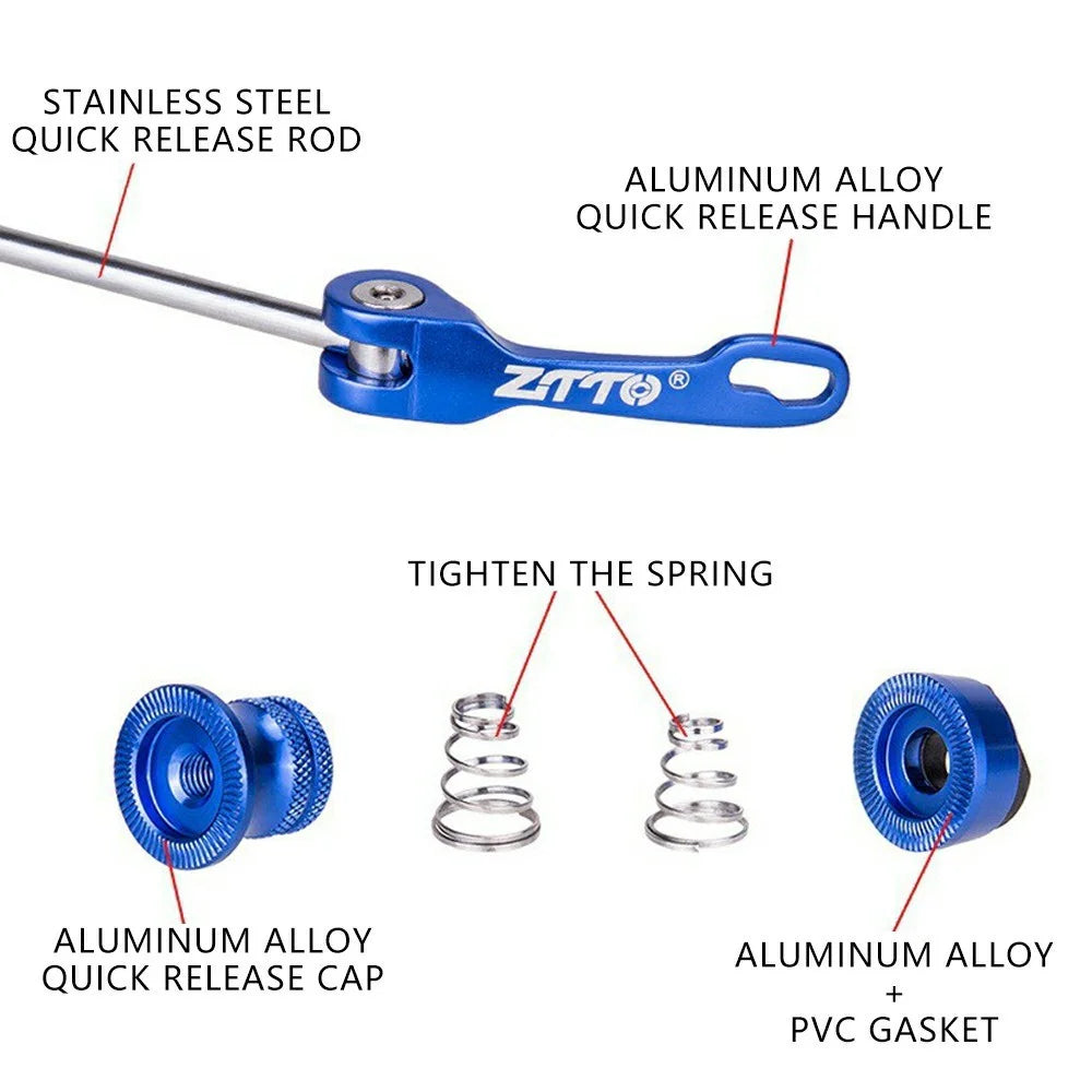 ZTTO JYK2 Cycling Wheel Hub Quick Release Lever Aluminum Alloy Front Rear Skewer Set - Blue - 2