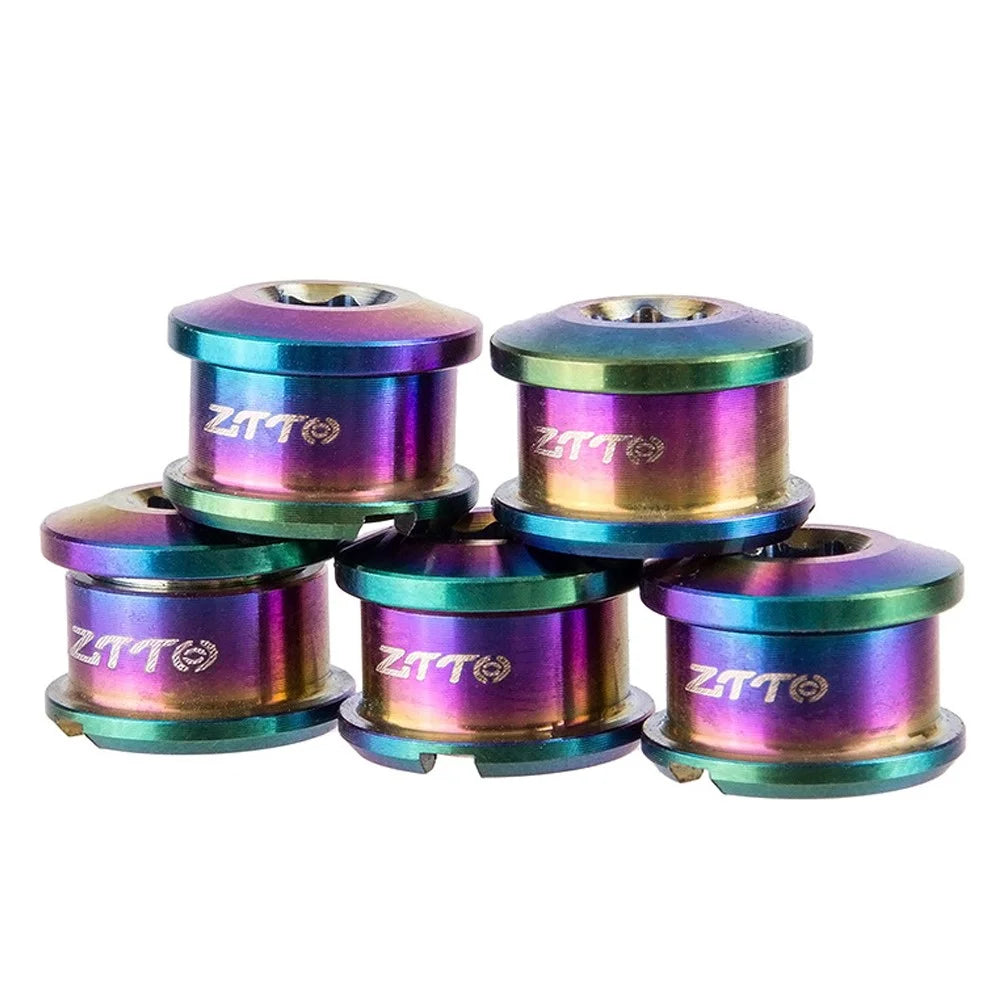 ZTTO 5PCS Titanium Alloy Bike XO Type Chainring Screws Bolts Replacement Parts - 1
