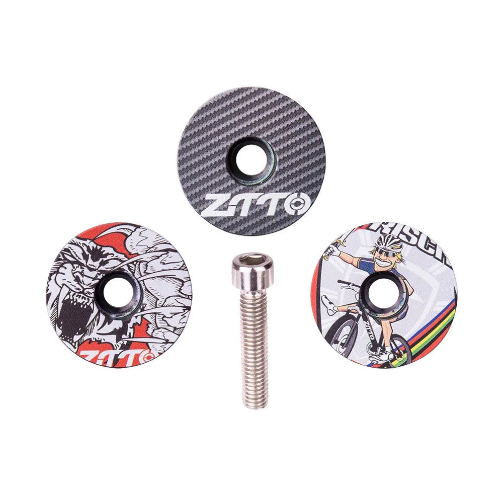 ZTTO 28.6mm Bike Front Fork Stem Top Caps Aluminum Alloy  Bicycle Headset Top Covers with Bolts - Style A - 4
