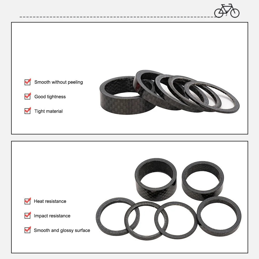 ZTTO 28.6mm Bicycle Headset Spacer Carbon Fiber Gasket Bike Front Fork Spare Parts - 1mm - 5