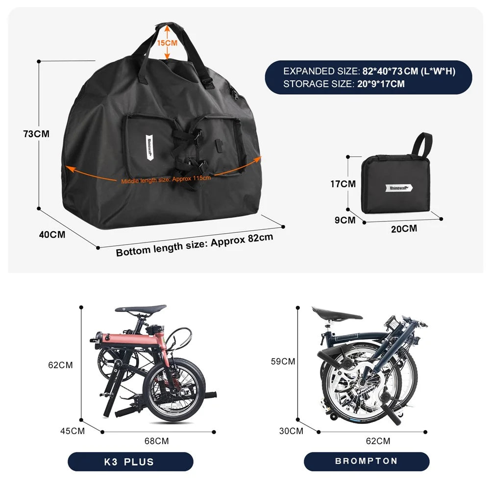 RHINOWALK RF203 20 inch Bike Front Bag Large Capacity Shoulder Bag Folding Storage Bag - 6