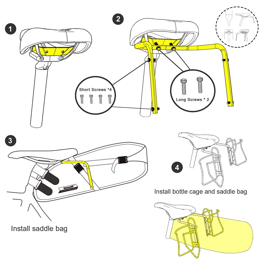 RHINOWALK Aluminum Alloy Bicycle Saddle Bag Stabilizer Support for Saddle Bag Anti Shaking - 4