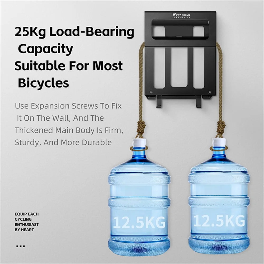 WEST BIKING YP0712039 Bicycle Wall Rack Hot-Rolled Steel Road Bike Wall-Mounted Shelf - 7
