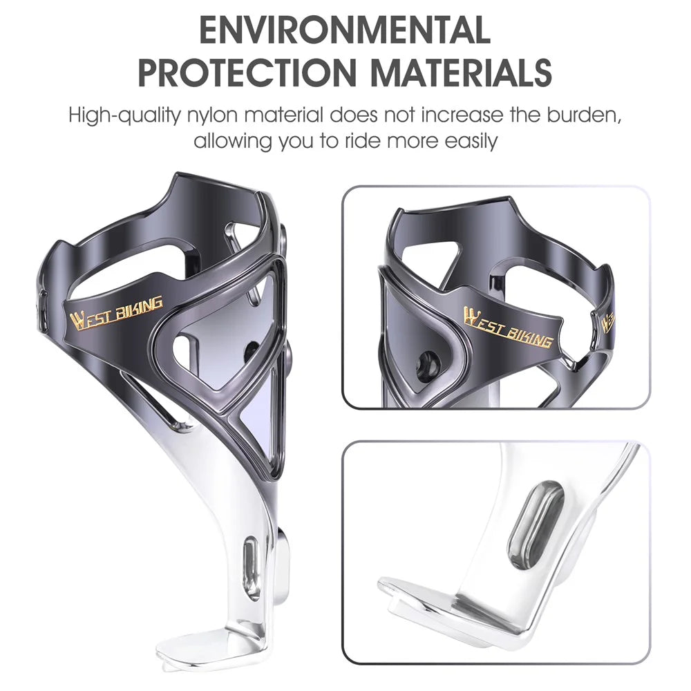 WEST BIKING YP0704033 Bike Bottle Cage Ultralight MTB Road Bicycle Water Bottle Holder Drink Cup Bracket - Black/Silver - 5