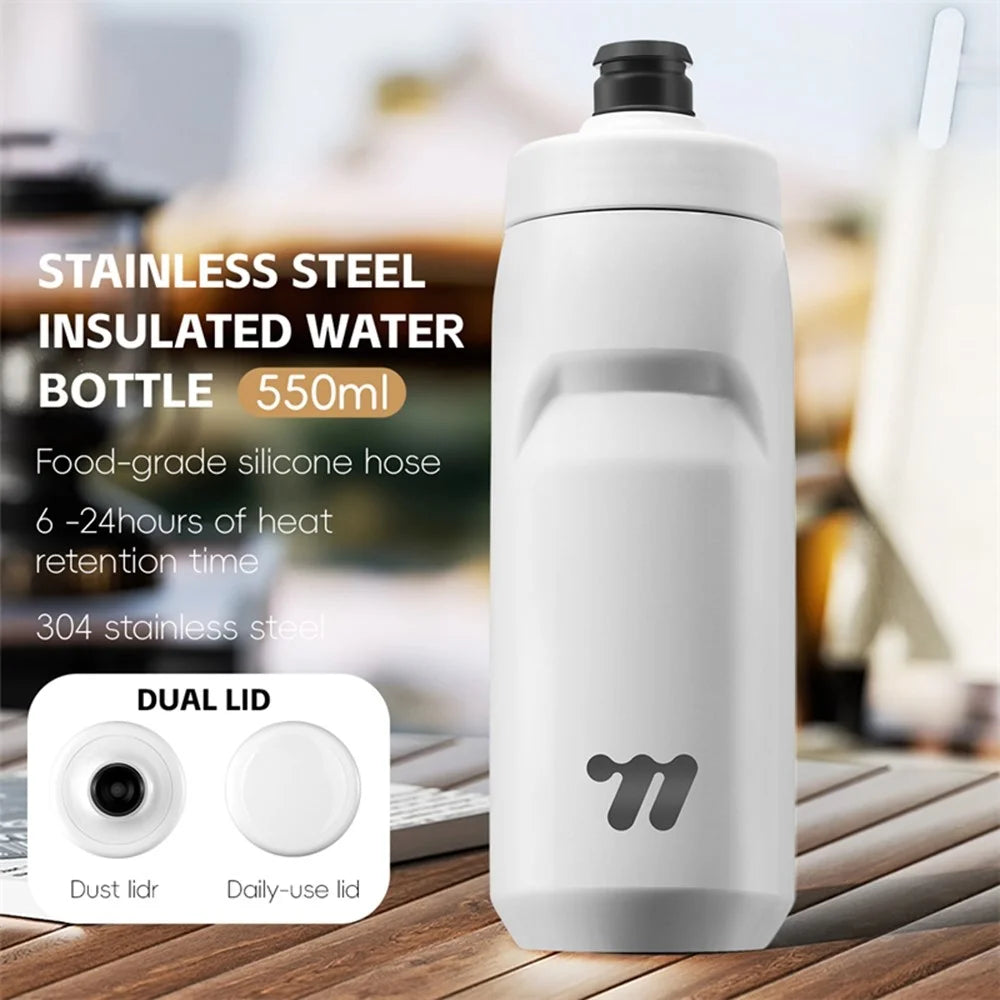 WEST BIKING YP0721053 550ml Stainless Steel Insulated Bottle Sports Cycling Water Bottle (BPA-Free, No FDA) - White - 2