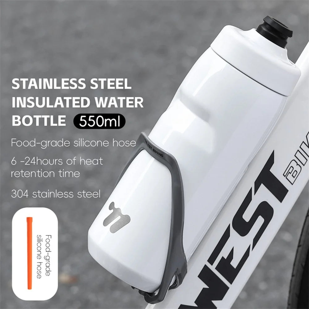 WEST BIKING YP0721053 550ml Stainless Steel Insulated Bottle Sports Cycling Water Bottle (BPA-Free, No FDA) - White - 3
