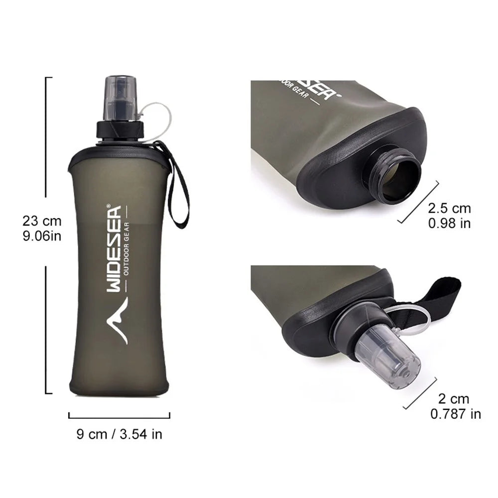 WIDESEA WSPC-003G Outdoor Running Cycling Sports Water Bottle 500ml TPU Soft Foldable Hydration Flask (BPA Free, No FDA) - 6