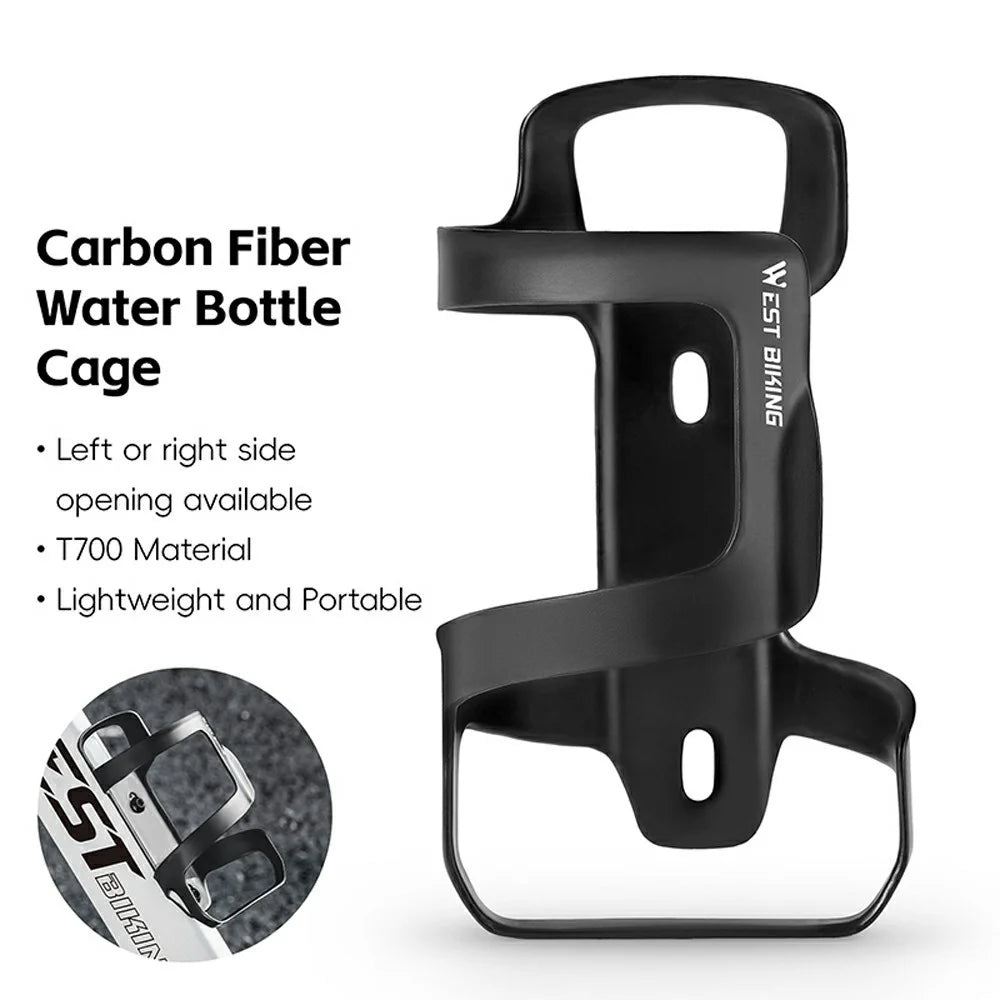 WEST BIKING YP0704051 Carbon Fiber Bike Water Bottle Holder Lightweight Side-Opening Kettle Rack for Road Bike Cycling - Left Side Opening - 2