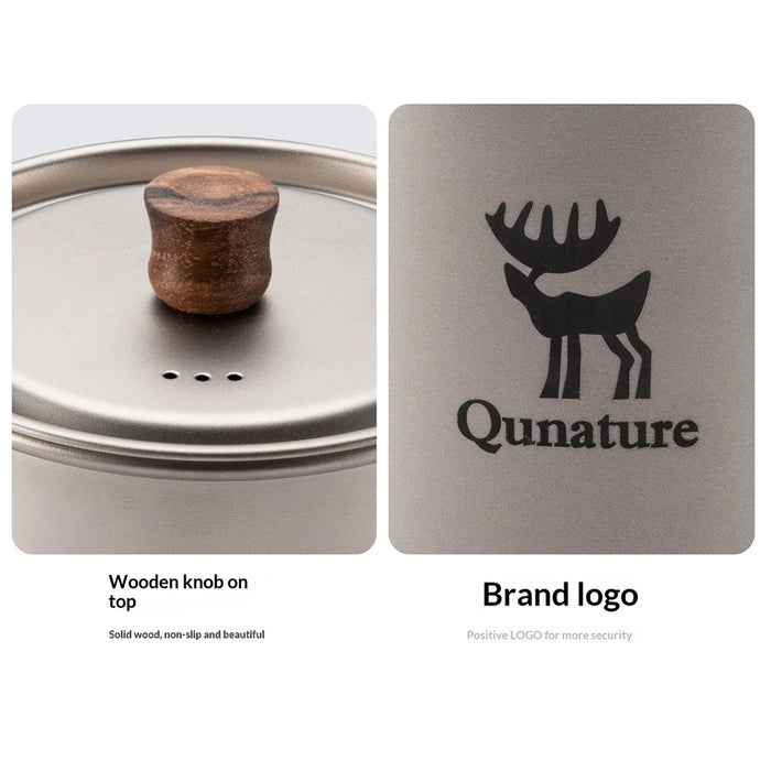 QUNATURE 750ml Pure Titanium Coffee Mug Lightweight Tea Cup with Folding Handle for Camping Hiking (BPA Free, No FDA) - 7