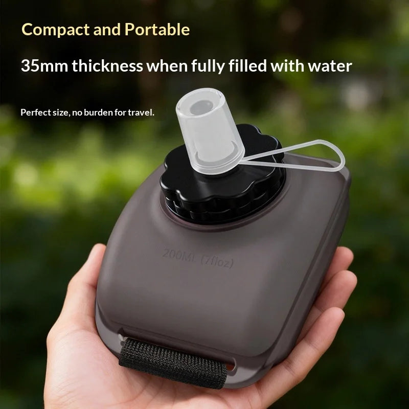 200ml Food Grade Silicone Wrist Water Bottle Portable Sports Water Cup for Running Cycling Hiking (BPA Free, No FDA) - White - 5