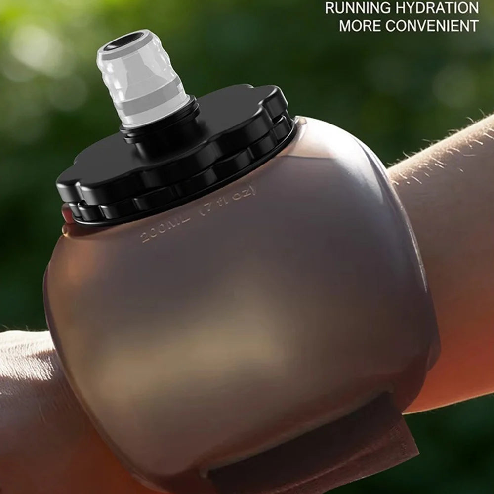 200ml Food Grade Silicone Wrist Water Bottle Portable Sports Water Cup for Running Cycling Hiking (BPA Free, No FDA) - White - 6