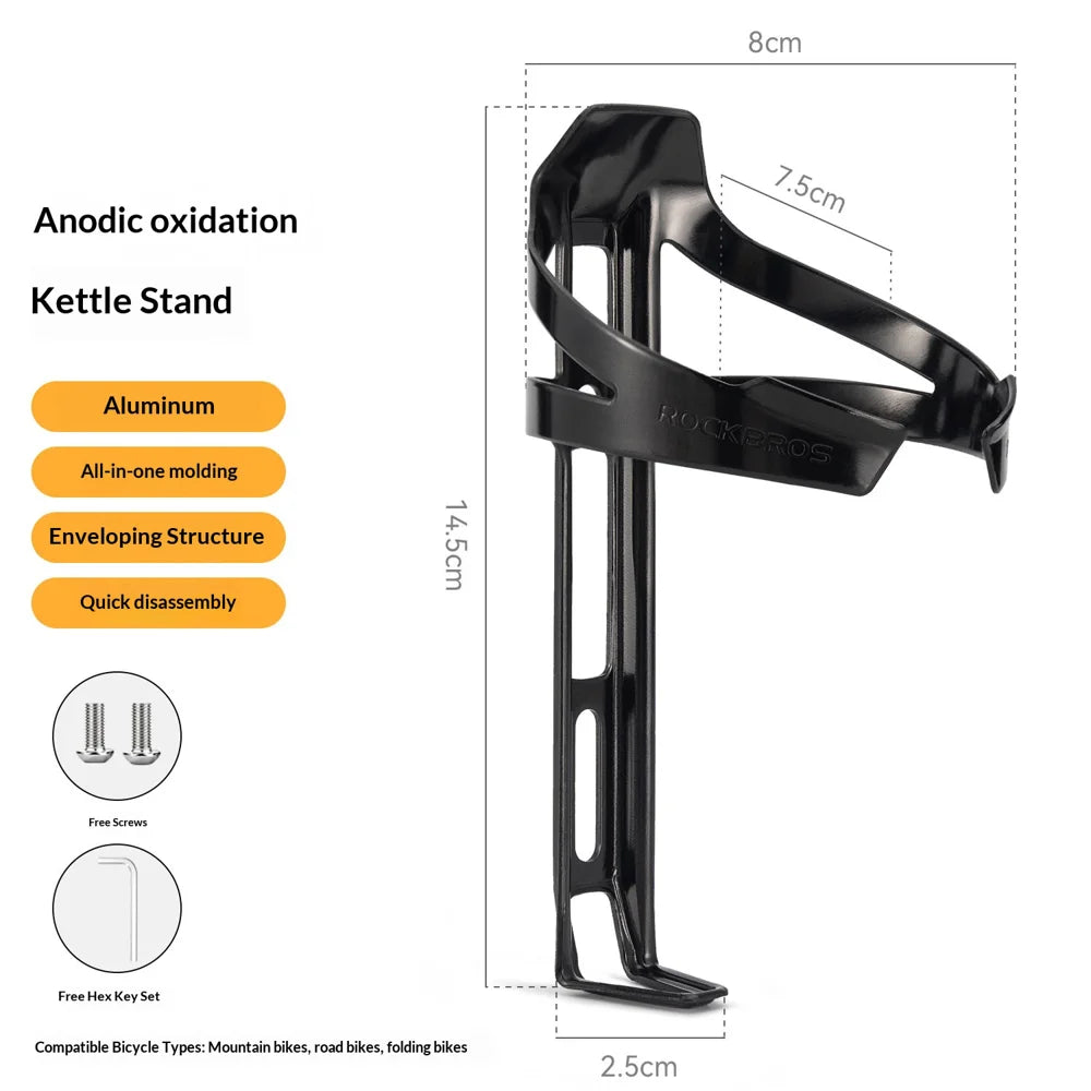ROCKBROS CR-07 Aluminum Alloy Ultralight Bicycle Water Bottle Cage for Road Mountain Folding Bike - Black - 2