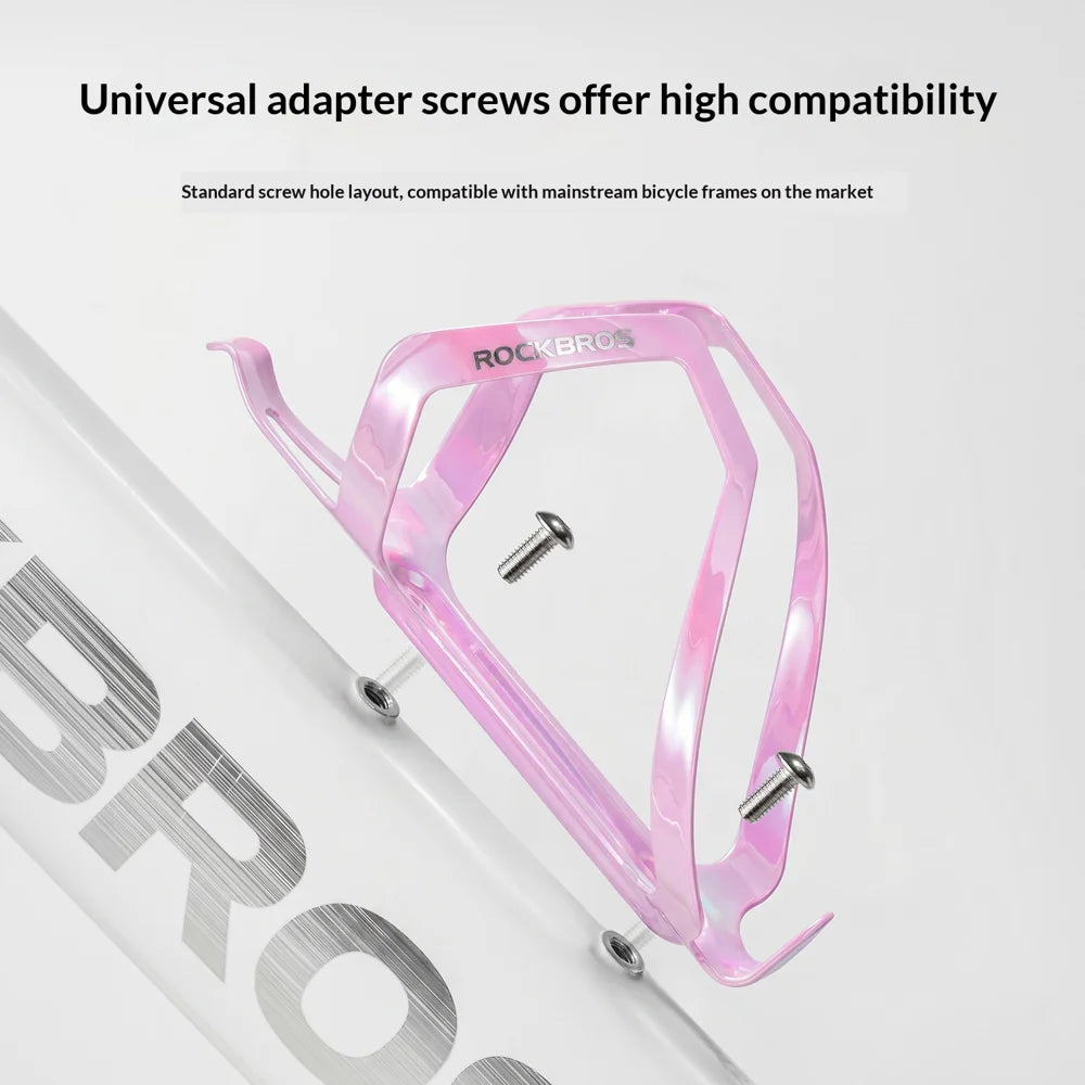 ROCKBROS CR-56 Bike Water Bottle Cage Aluminum Alloy Electroplated for Cycling - Pink White - 6