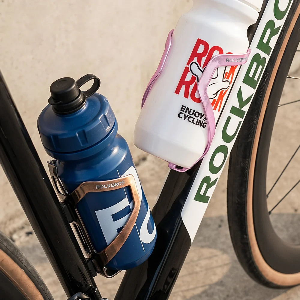 ROCKBROS CR-56 Bike Water Bottle Cage Aluminum Alloy Electroplated for Cycling - Pink White - 7