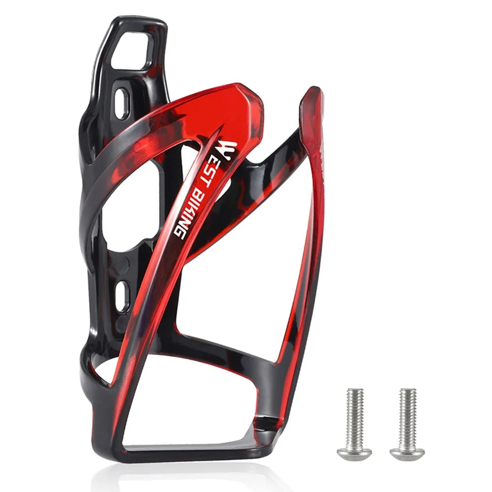 WEST BIKING YP0704037 Bicycle Bottle Cage MTB Road Bike Plastic Water Bottle Holder Rack with Screws - Black/Red - 1