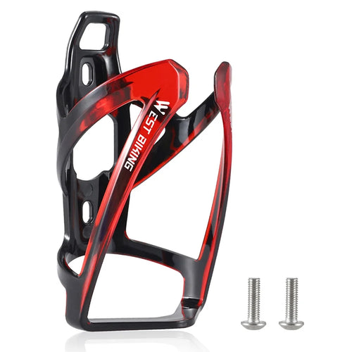 WEST BIKING YP0704037 Bicycle Bottle Cage MTB Road Bike Plastic Water Bottle Holder Rack with Screws - Black/Red - 1