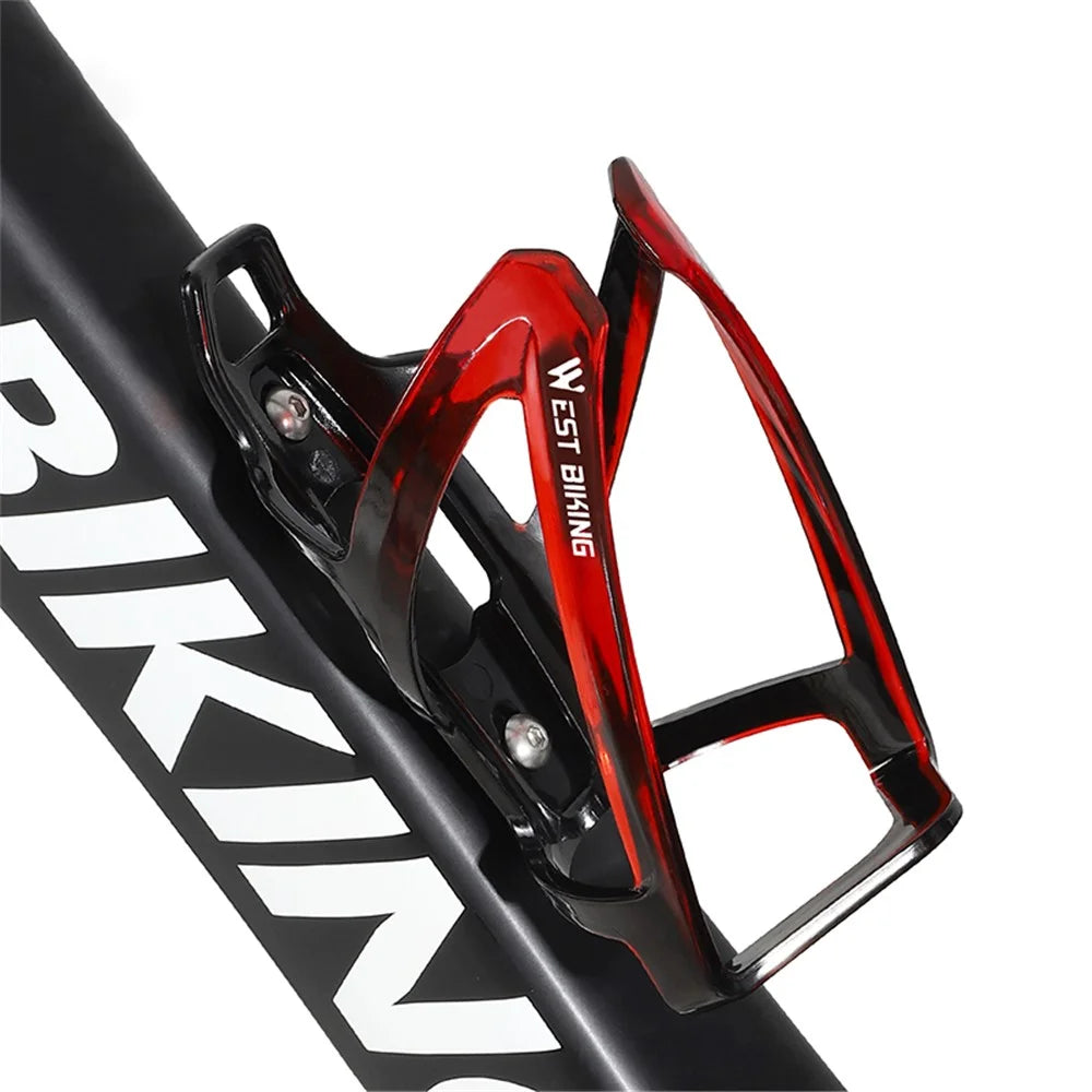 WEST BIKING YP0704037 Bicycle Bottle Cage MTB Road Bike Plastic Water Bottle Holder Rack with Screws - Black/Red - 2