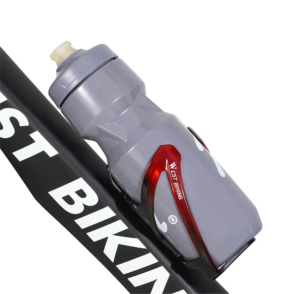 WEST BIKING YP0704037 Bicycle Bottle Cage MTB Road Bike Plastic Water Bottle Holder Rack with Screws - Black/Red - 3