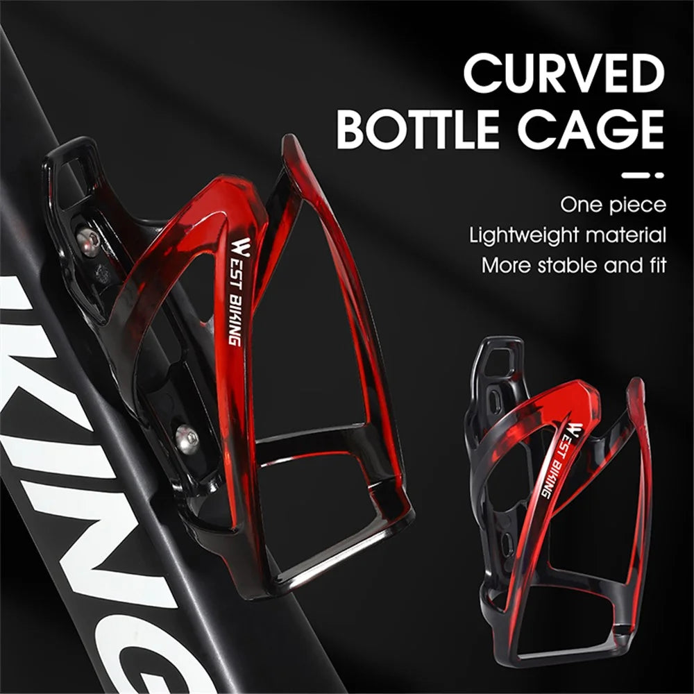 WEST BIKING YP0704037 Bicycle Bottle Cage MTB Road Bike Plastic Water Bottle Holder Rack with Screws - Black/Red - 4
