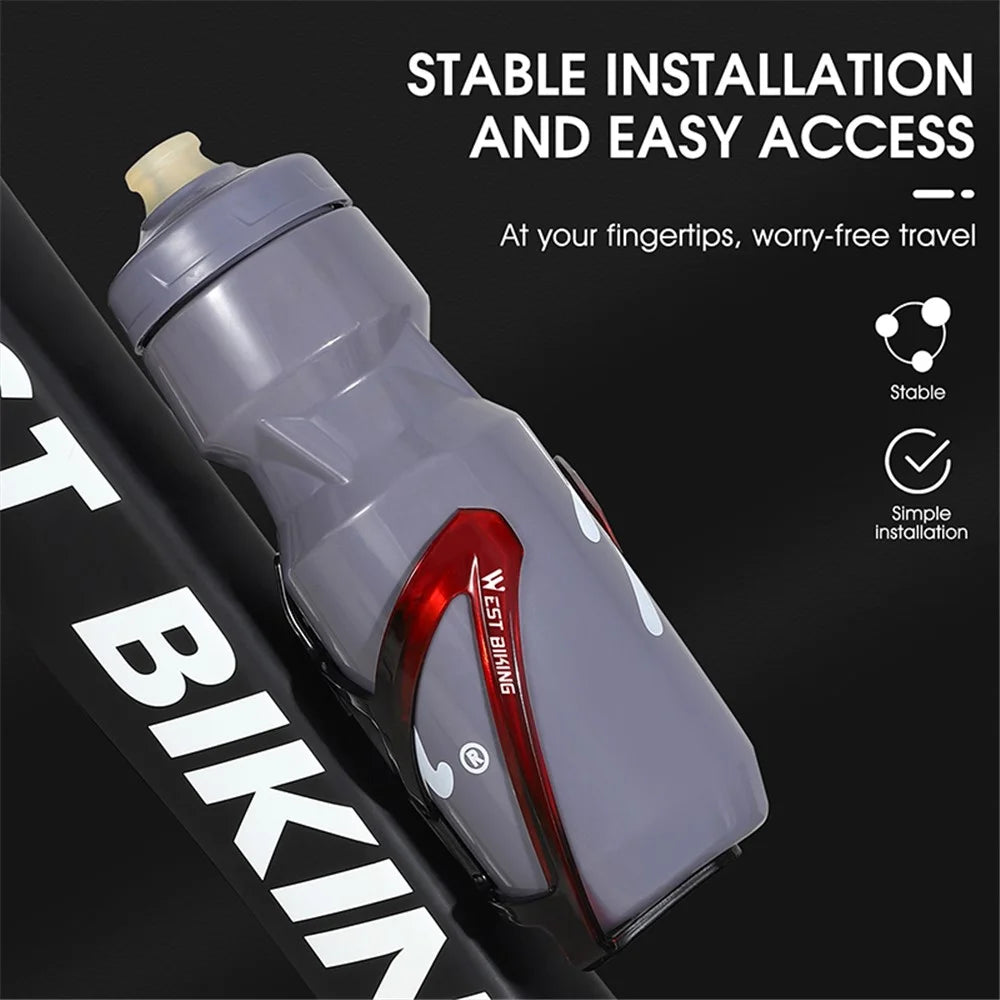 WEST BIKING YP0704037 Bicycle Bottle Cage MTB Road Bike Plastic Water Bottle Holder Rack with Screws - Black/Red - 6