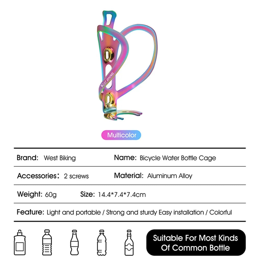 WEST BIKING YP0704034 Ultralight Bicycle Water Bottle Cage MTB Road Bike Aluminum Alloy Bottle Rack Holder Cycling Bottle Bracket, Multi-color - 4