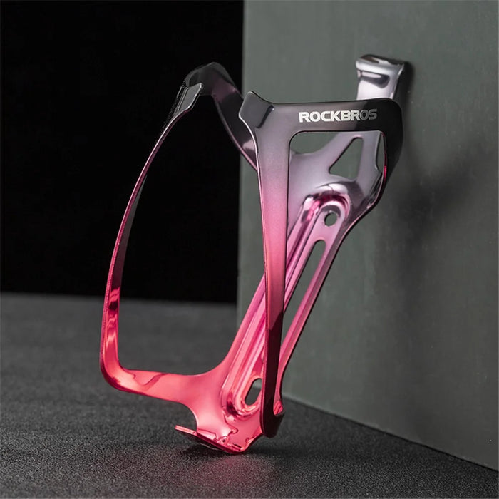 ROCKBROS RKL02 Gradient Color Bicycle Cycling Aluminum Alloy Water Bottle Cage MTB Road Bike Bottle Holder Rack - Black/Red - 2
