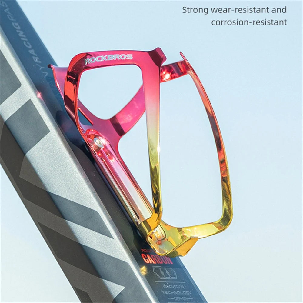 ROCKBROS RKL02 Gradient Color Bicycle Cycling Aluminum Alloy Water Bottle Cage MTB Road Bike Bottle Holder Rack - Black/Red - 3