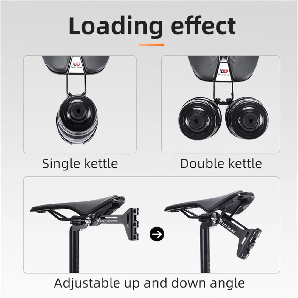 WEST BIKING YP0719305 Multifunction Bike Bottle Cage Seat Saddle Mount Adapter Water Bottle Holder with Adjustable Angle - 7