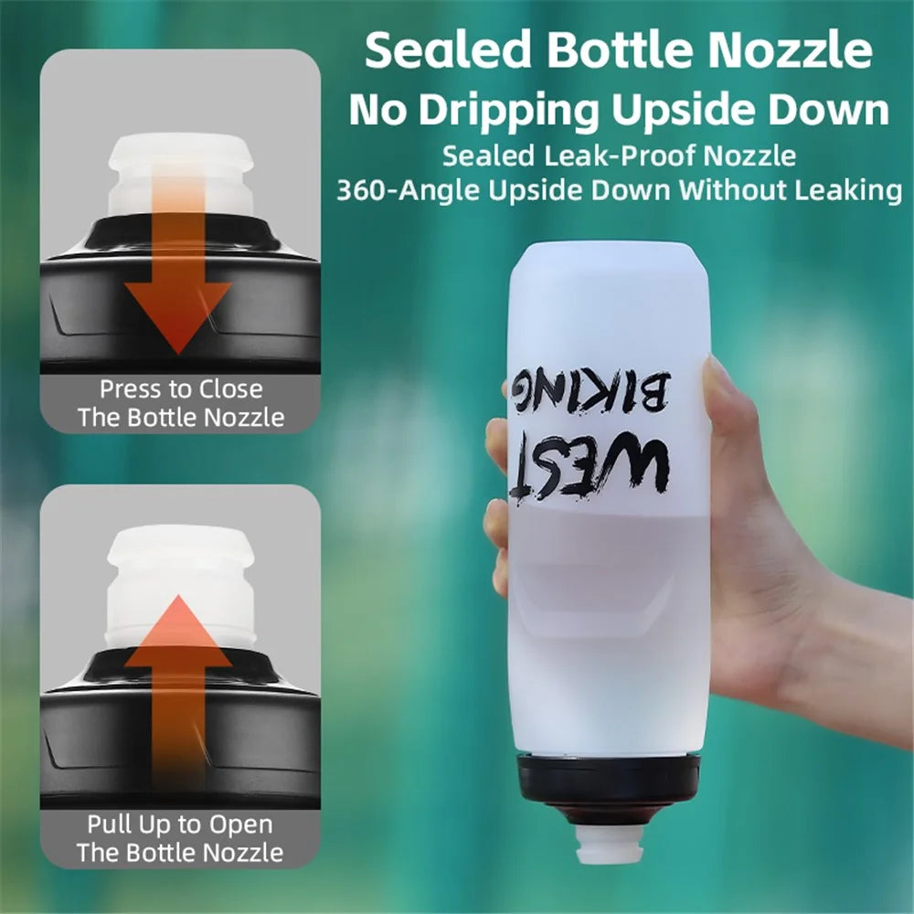 WEST BIKING YP0721042 750ML PP+Silicone Water Bottle Outdoor Camping Drinking Cup (BPA Free, without FDA Certification) - Matte / Black - 3