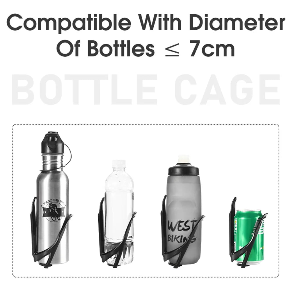WEST BIKING YP0704043 Bicycle Water Bottle Cage PC+Fiberglass Bike Bottle Mount Bracket - Black - 7