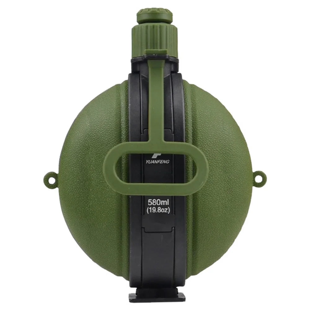 580ml Collapsible Silicone Water Bottle with Compass (No FDA, BPA-Free) - Army Green - 1