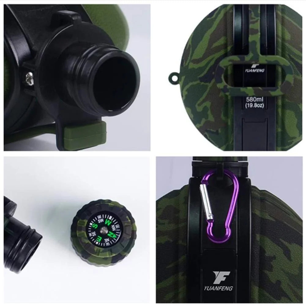 580ml Collapsible Silicone Water Bottle with Compass (No FDA, BPA-Free) - Army Green - 4