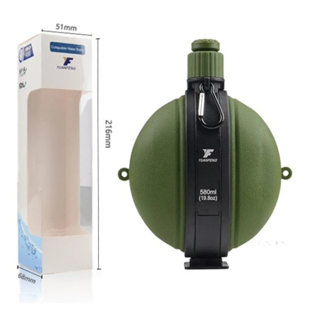 580ml Collapsible Silicone Water Bottle with Compass (No FDA, BPA-Free) - Army Green - 6