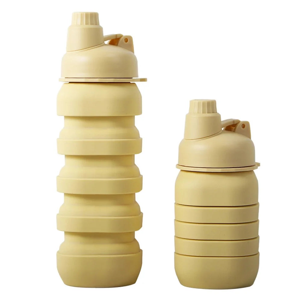 500ml Collapsible Water Bottle Outdoor Camping Leakproof Silicone+PP Bottle (No FDA, BPA Free) - Yellow - 1
