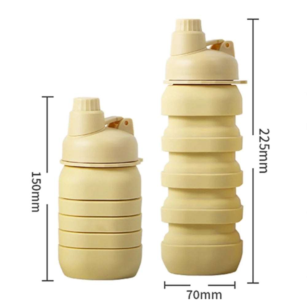500ml Collapsible Water Bottle Outdoor Camping Leakproof Silicone+PP Bottle (No FDA, BPA Free) - Yellow - 7