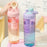 1000ml Gradient Color Drinking Cup Outdoor Portable Water Bottle with Tea Divider - Tangerine Pink - 4