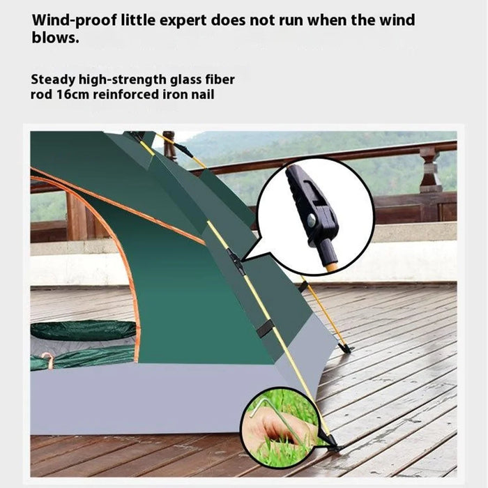 Outdoor Camping Tent Rain-Proof Windproof Easy Open Automatic Tent, 200x150x110cm  - Blackish Green - 2