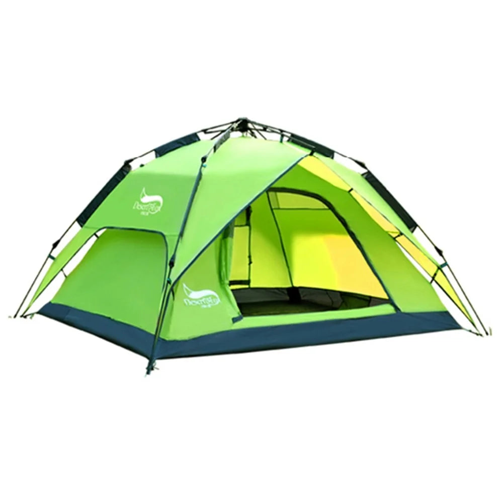 DESERT&FOX 3-4 People Outdoor Double Layer Automatic Tent Rainproof Dual Door Camping Hiking Tent - Green - 1