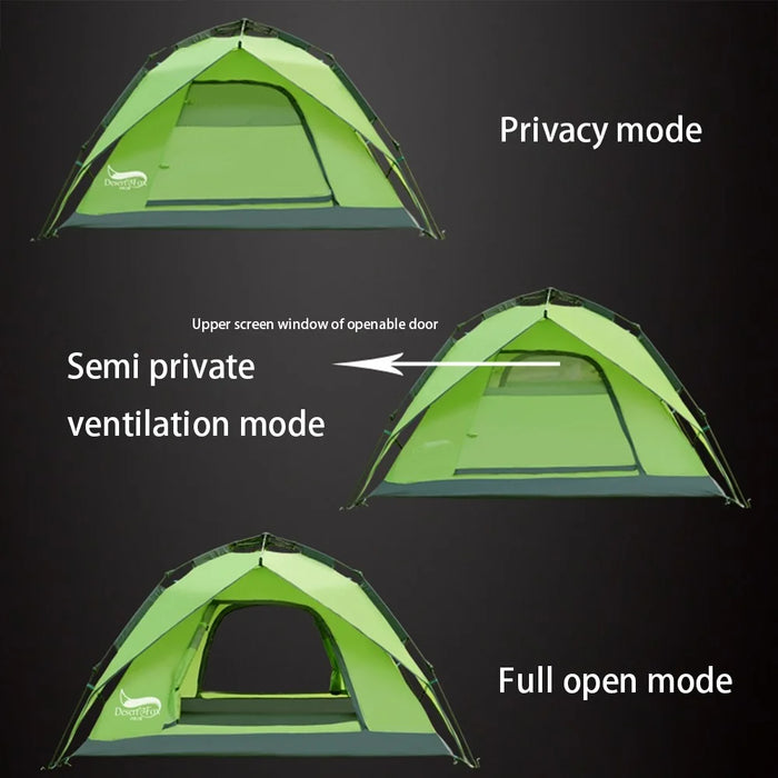DESERT&FOX 3-4 People Outdoor Double Layer Automatic Tent Rainproof Dual Door Camping Hiking Tent - Green - 3