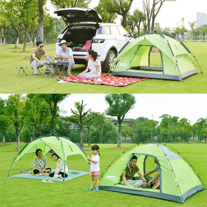 DESERT&FOX 3-4 People Outdoor Double Layer Automatic Tent Rainproof Dual Door Camping Hiking Tent - Green - 4