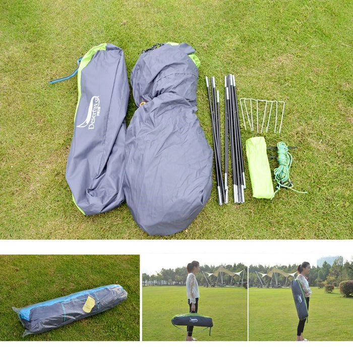 DESERT&FOX 3-4 People Outdoor Double Layer Automatic Tent Rainproof Dual Door Camping Hiking Tent - Green - 6