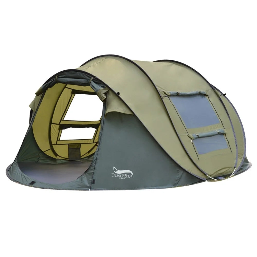 DESERT&FOX 3-4 People Outdoor Automatic Tent Rainproof Sunproof Camping Hiking Beach Tent - Grass Green/Army Green - 1