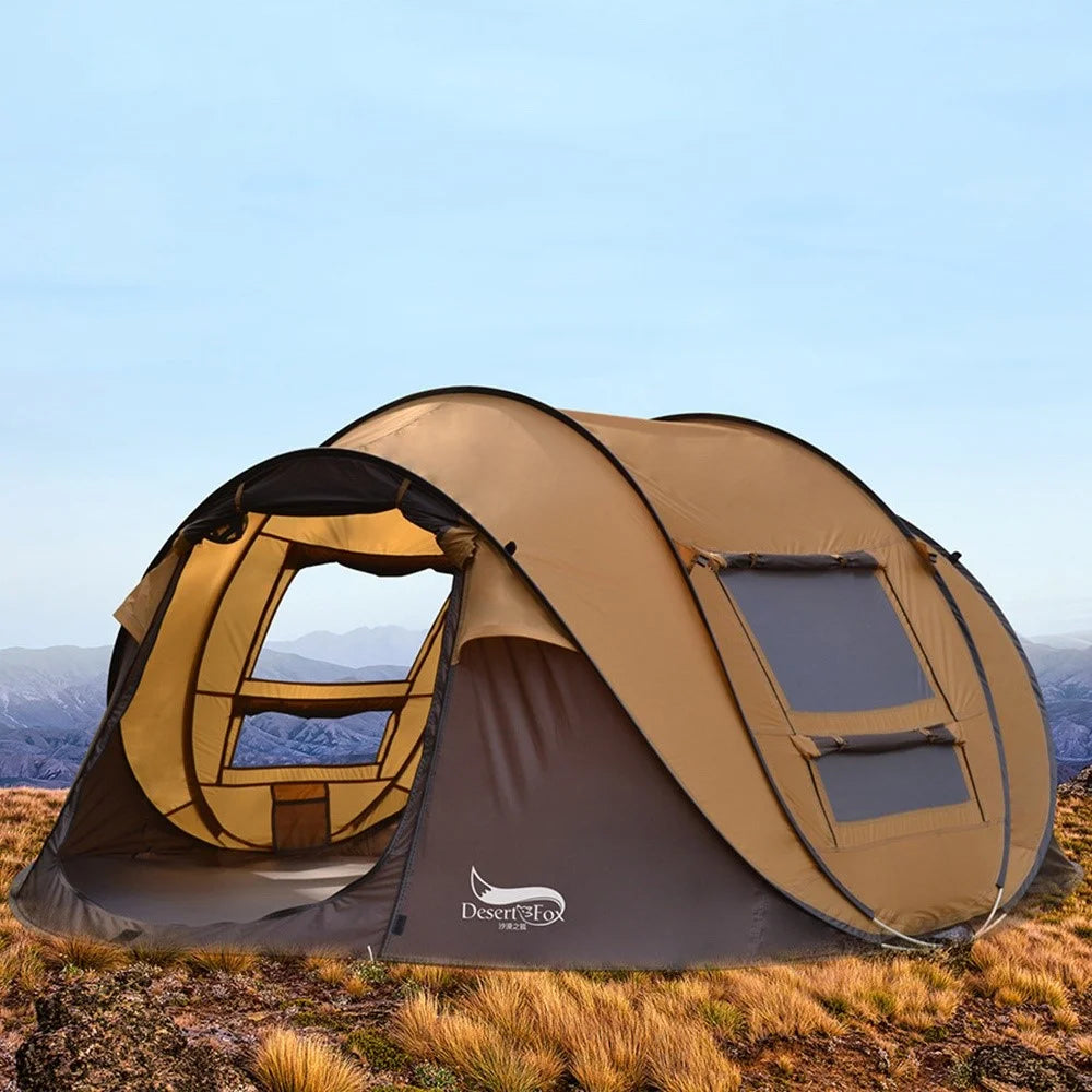 DESERT&FOX 3-4 People Outdoor Automatic Tent Rainproof Sunproof Camping Hiking Beach Tent - Grass Green/Army Green - 2